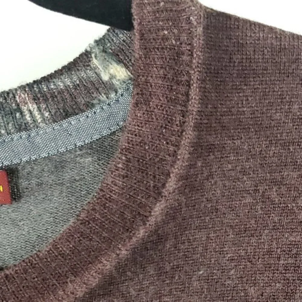 Men's 7 For All Mankind 100% Wool Distressed/Burnout Effect Fine Knit Sweater S